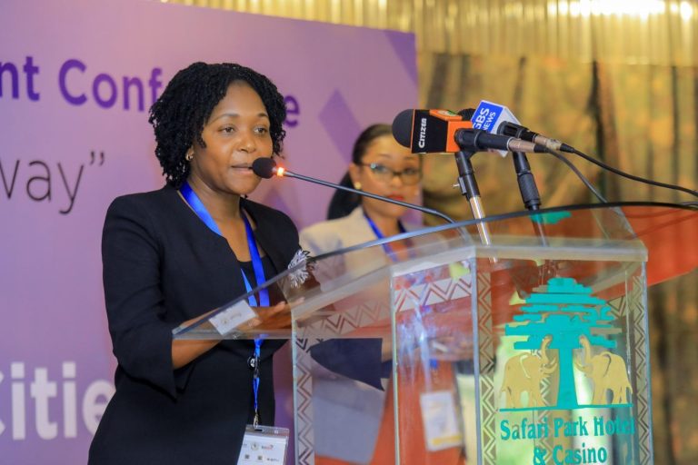 Ms. June Chepkemei acting MD of Kenya investment authority gives her remarks at the “Investing in smart cities” session at KIICO2023