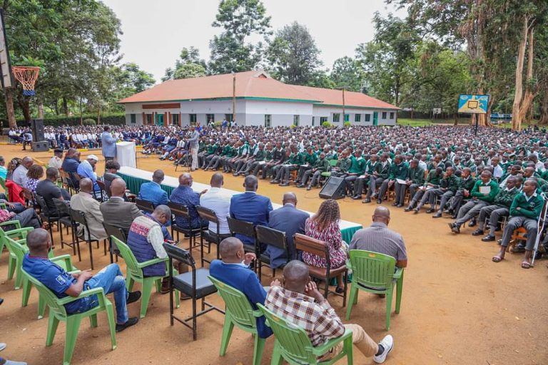 Prime Cabinet Secretary Musalia Mudavadi addresding students at Kangaru School in Embu.