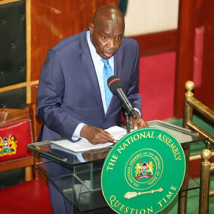 CS Ezekiel Machogu when he appeared in Parliament yesterday