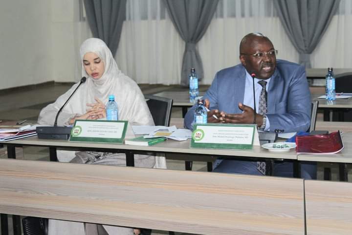 Othaya constituency MP Wambugu Wainaina making his contribution during yesterday's session as Fatma Jeho from Wajir looks on