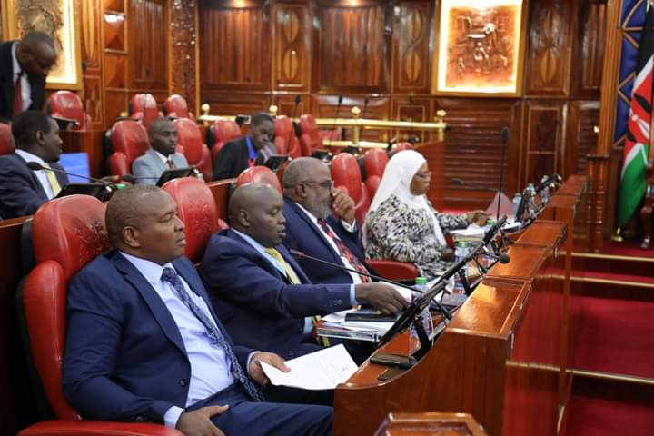 Senate Committee members during yesterday's session