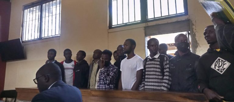 Accused persons appeared before Kisii Law Court for unlawfully participating illegal demonstration.