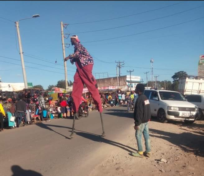 Augustine Macharia showcasing his antics