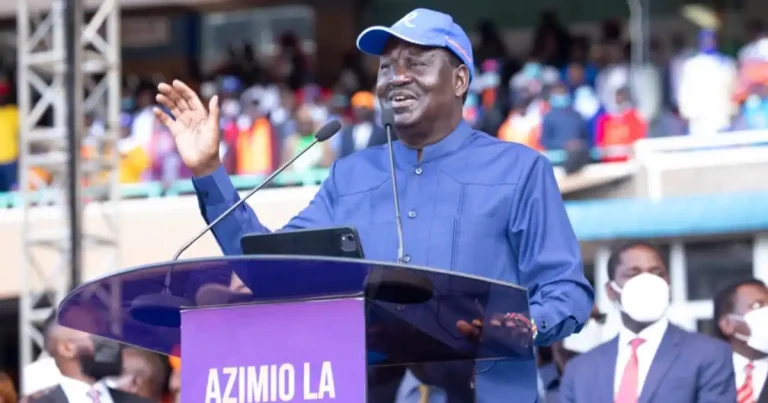 Azimio La Umoja-OKA party leader Raila Odinga