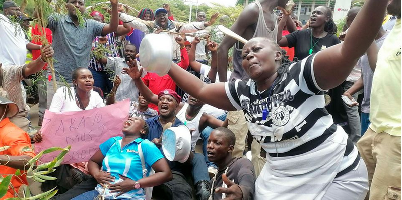 Kisumu residents take to the streets to protest against the rising cost of living