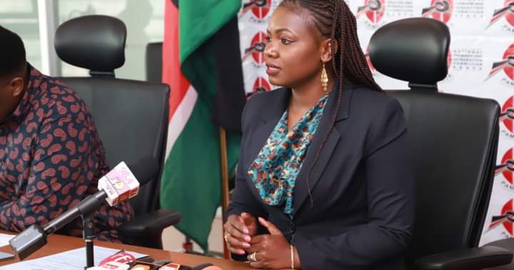 NCIC Vice Chairperson Ms Wambui Nyutu addressing the media