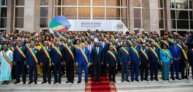 President William Ruto (Centre) during a joint session of the Congolese Parliament in Brazzaville