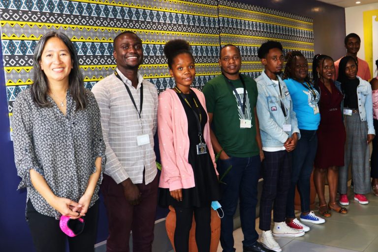 Sama CEO Wendy Gonzalez (Right) with a cross-section of employees in the Nairobi office.
