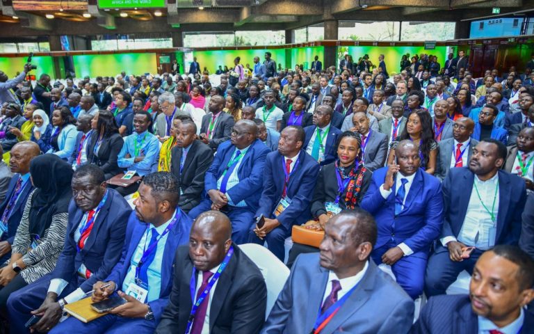 Delegates follow proceedings during the opening ceremony of the inaugural Africa Climate Summit in Nairobi.