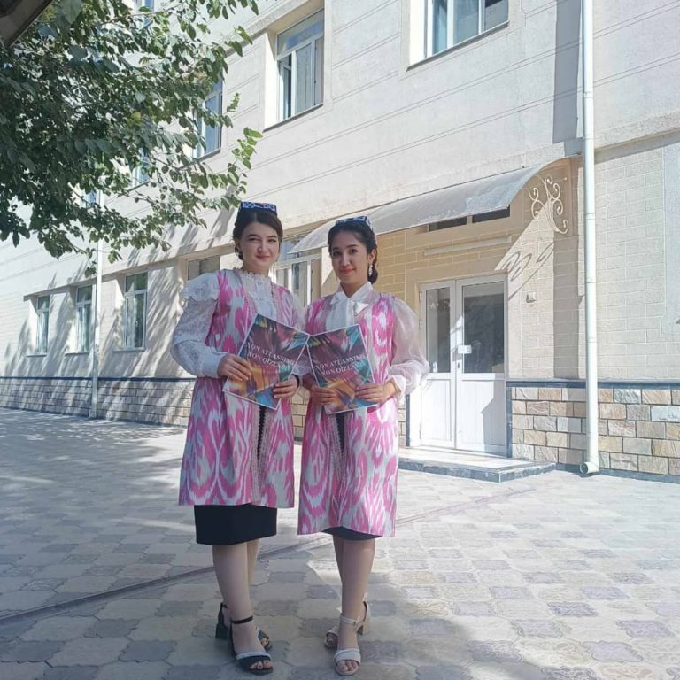 Iroda Bakhronova with a friend