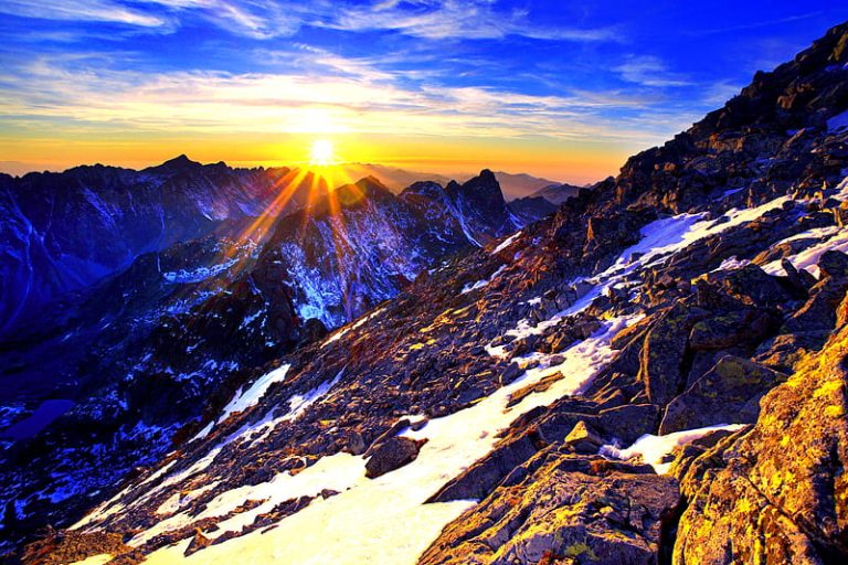 Yellow Sun In The Purple Winter Sky