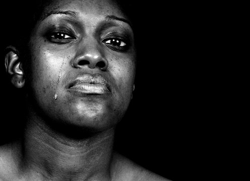 A woman crying