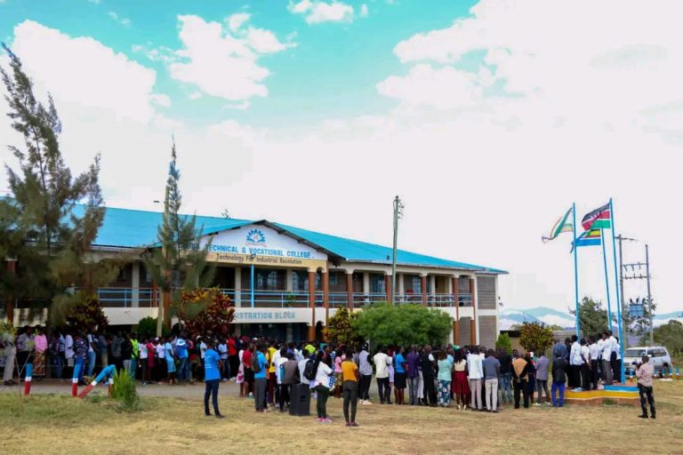 Students at Chuka Technical and Vocational College during an address by Chuka Igambang'ombe MP Patrick Munene and Presidential Delivery Unit when they visited the institution