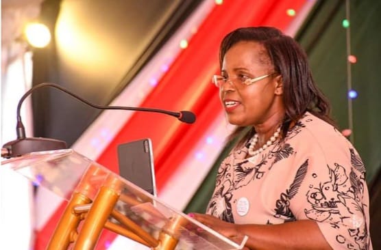 Tourism and Wildlife Cabinet Secretary (CS) Peninah Malonza speaking during the UN-World Tourism Day Celebrations in Embu County