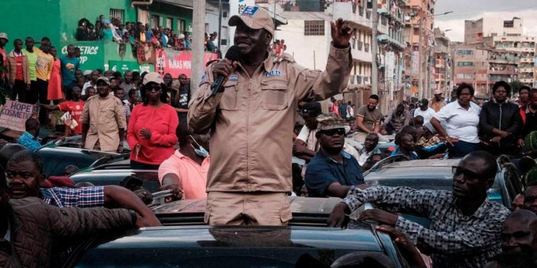 Azimio La Umoja One Kenya Coalition chief Raila Odinga leading protest in past