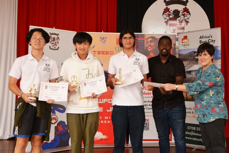 Crawford International School student Game Jam champions (l-r) Jaehee Lee, Darsh Parmar and XiaoYu Jin from Rosslyn Academy
