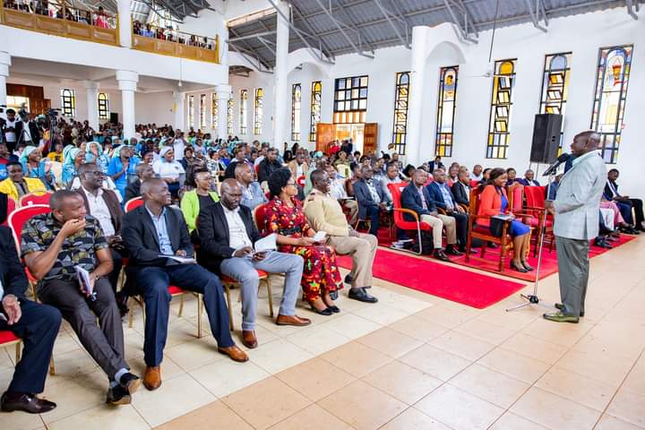Deputy President Rigathi Gachagua addressing faithful in Embu County yesterday