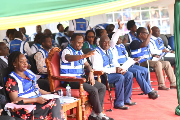 Governor George Natembeya during the launch of community health promoters in Trans Nzoia.