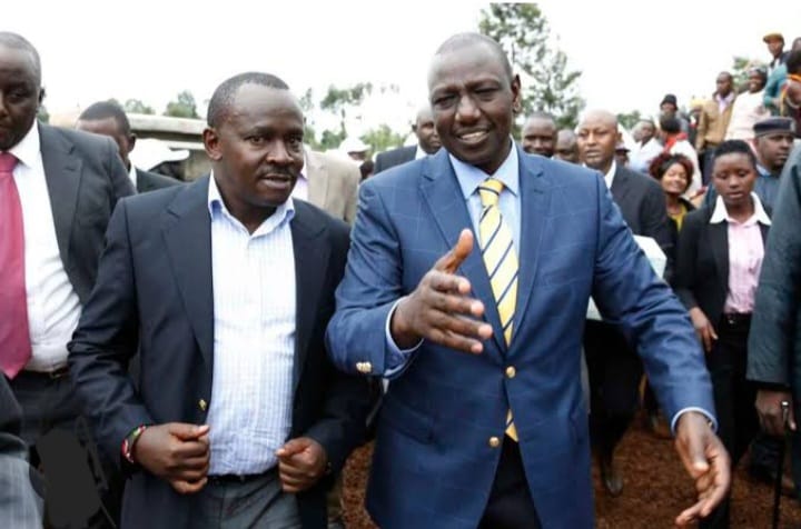 Kirinyaga Central MP Gachoki Gitari with President William Ruto during a past tour of development projects in his constituency.