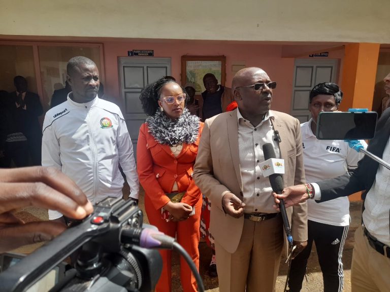 Othaya MP Wambugu Wainaina addressing the media at the constituency's offices in Othaya town yesterday