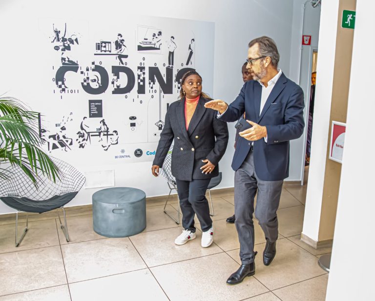 Pastor Dorcas Rigathi touring the BeCentral youth hub in Brussels on Thursday