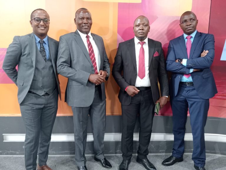 KBC's Abdiaziz Hashim (left) and Education Experts after an interview on the 'State of Education in the Country' last week