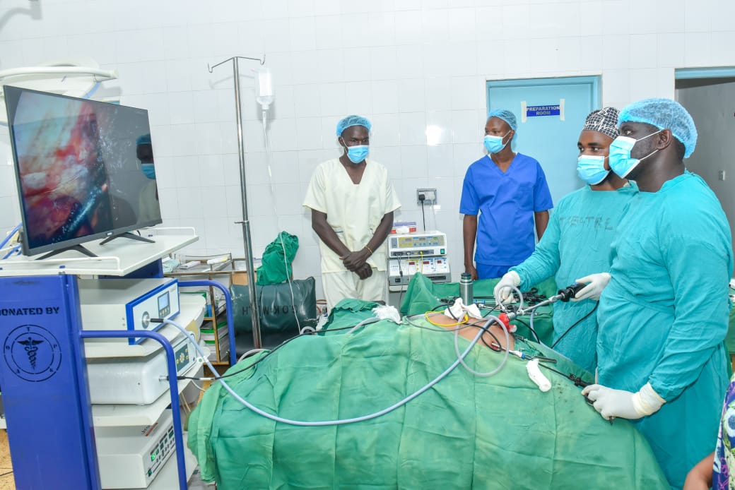 Medics carrying out the procedure