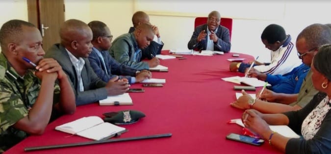 Uasin Gishu County Commissioner Dr. Edyson Nyale chairing a multi-sectoral meeting