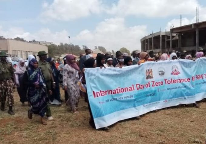 Women taking part in peaceful demonstration