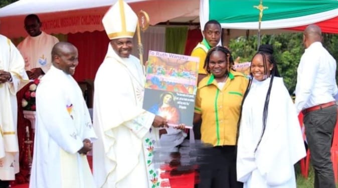 Murang’a Catholic Diocese Bishop James Maria Wainaina with other faithful.