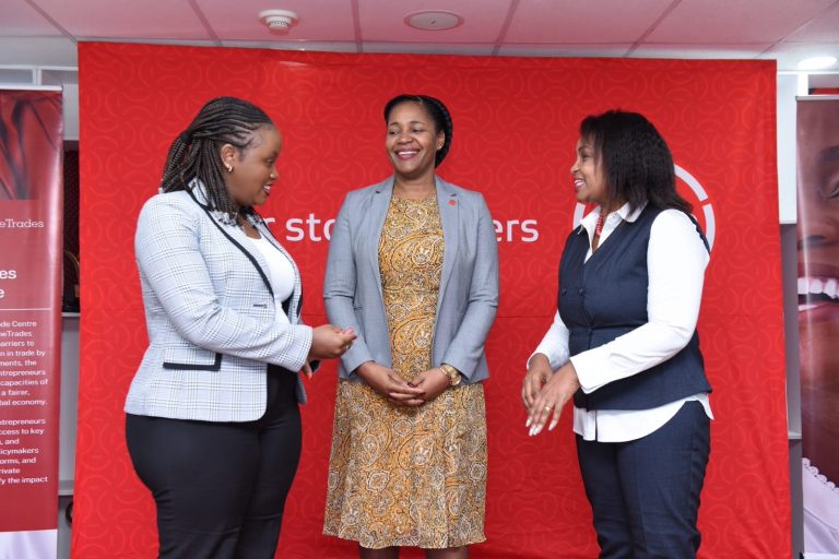 Absa Bank Kenya Business Banking Director Elizabeth Wasunna and International Trade Centre SheTrades Hub Regional Coordinator for East and South Phyllis Mwaura