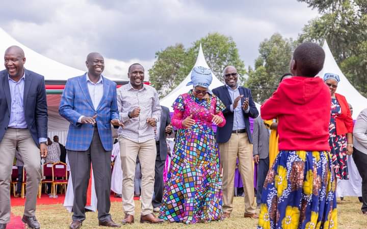 Deputy President Rigathi Gachagua and other leaders join a girl who was entertaining them on Saturday