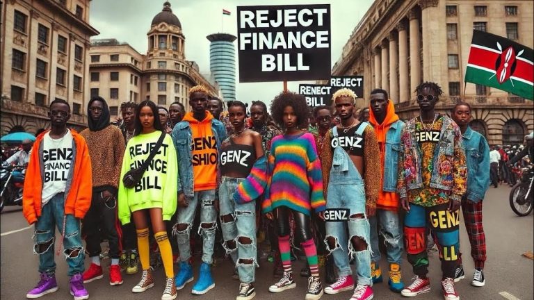 Gen Z demonstrators protesting against the Finance Bill 2024