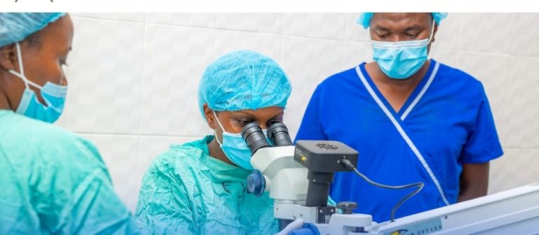 Medics conducting eye screening of Tharaka Nithi County residents. Hundreds of the county residents have regained sight following successful surgeries