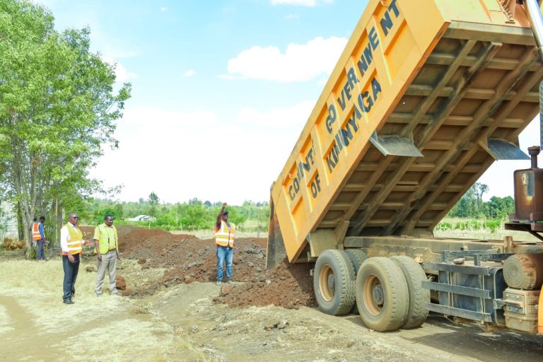 One of the damaged roads in Kirinyaga County being rehabilitated