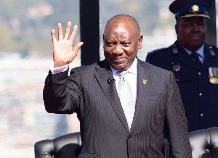 President Cyril Ramaphosa being sworn in yesterday in the republic of South Africa
