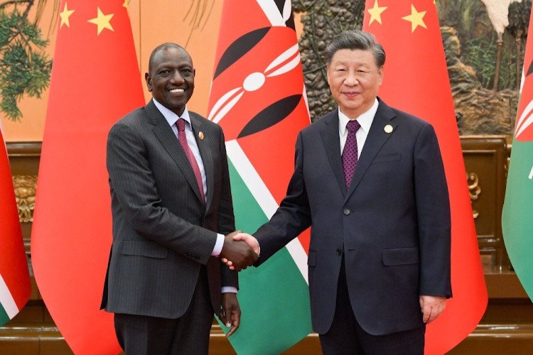 President William Ruto with his China counterpart President Xi Jinping when they met at the Great Hall of the People on October 18 last year.