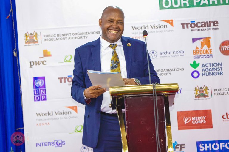 Principal Administrative Secretary Njenga Minjiri, the representative to PS Raymond Omollo, issuing his address