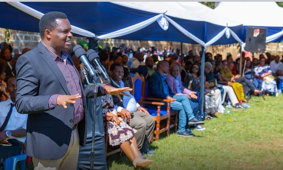 Tharaka-Nithi Governor Muthomi Njuki addressing some of his constituents