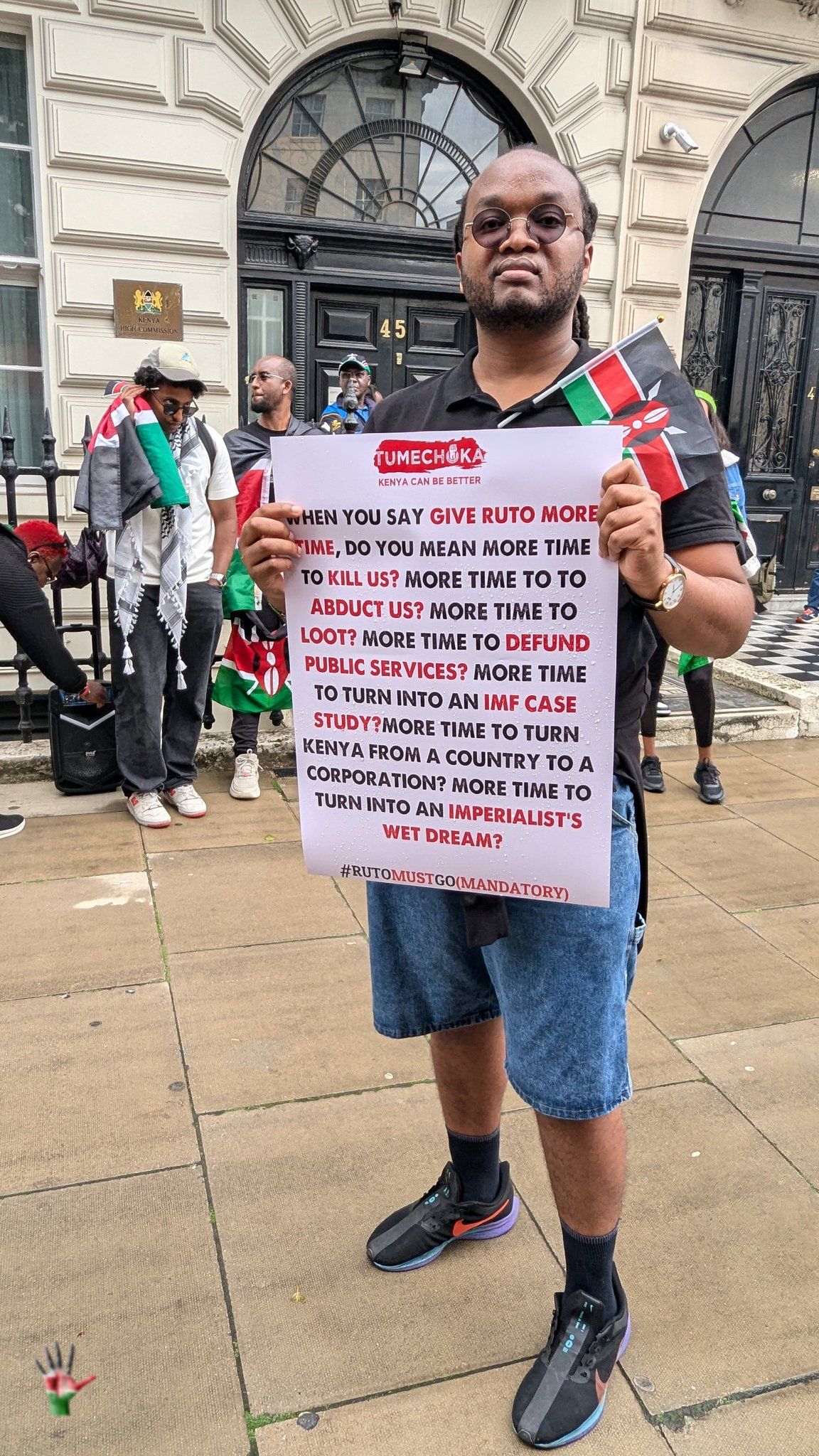Gen Z protesters at Kenya High Commission in UK