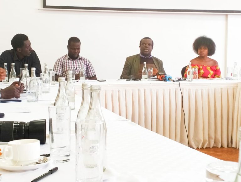 In the middle, Fred Ogweno, Executive Director Inter Regional Peace Network, Suba Churchill Executive Director Kenya National Civil Society Centre