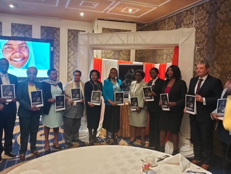 In the middle, Lady Justice Martha Koome and International Association of Women Judges during the Bench Book launch on Sexual Exploitation Trafficking