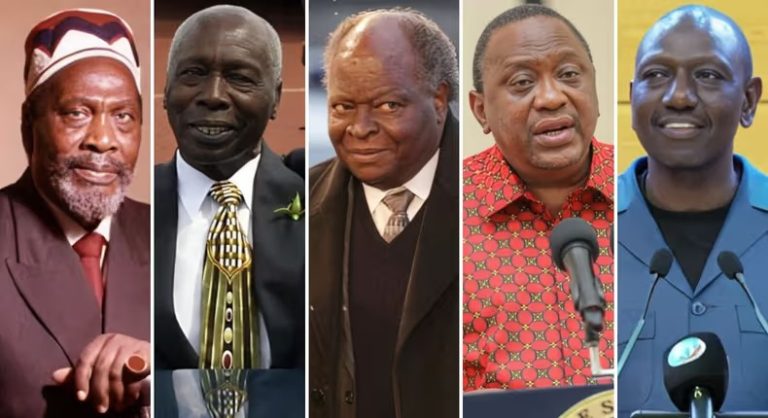 Jomo Kenyatta, Daniel Arap Moi, Mwai Kibaki, Uhuru Kenyatta and William Ruto