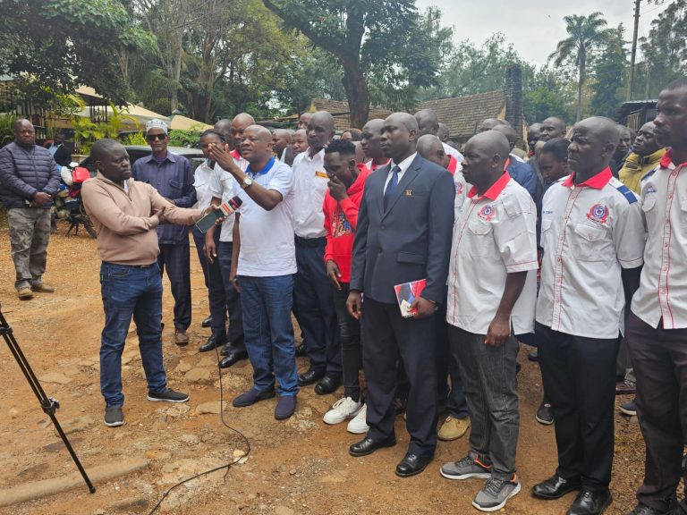 KNPSWU National General Secretary - Dr. Isaac GM Andabwa (OGW) addressing the media.