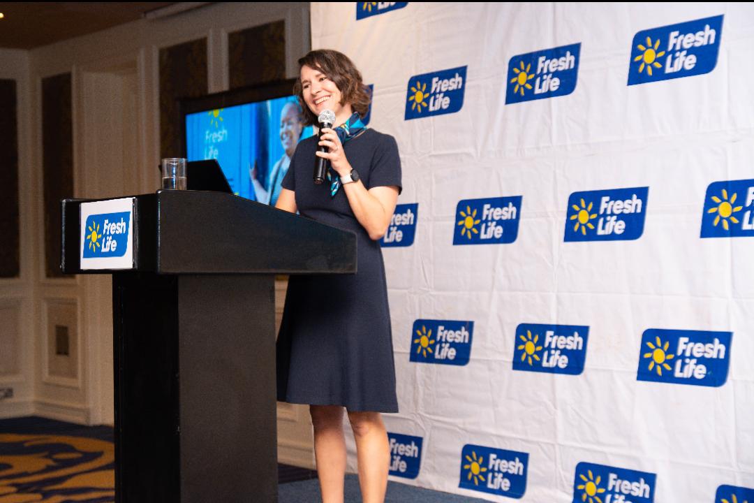 Lindsay Stradley, Co-Founder and Executive Director of Fresh Life, addressing various stakeholders at the launch