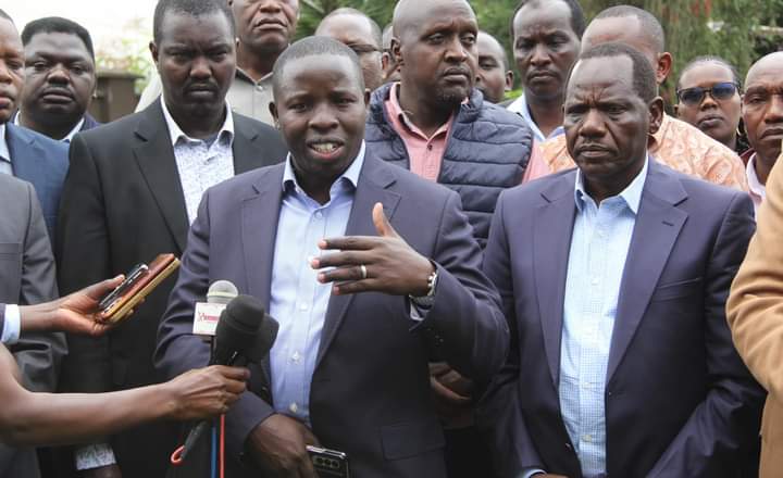 Nandi Governor Stephen Sang briefing journalists as other NORED leaders listens.