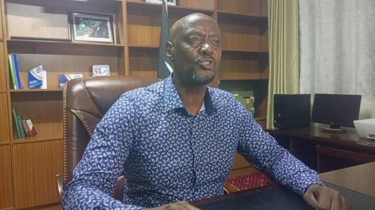 Nyeri Town MP Maina Mathenge speaking to journalists at his office in Nyeri town