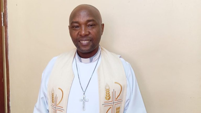 Reverend Sospeter Nguru who is contesting to become the bishop of Mt Kenya West diocese. PHOTO BY RAYMOND WANJOHI.