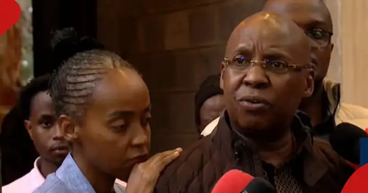 Businessman Jimmy Wanjigi and his wife Irene Nzisa during a press briefing at his home, Muthaiga on August 9, 2024.