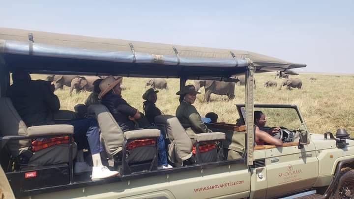 Cabinet Secretary Rebecca Miano and other guests on tour of Masai Mara on Saturday